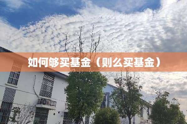 如何够买基金（则么买基金）