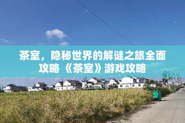 茶室,隐秘世界的解谜之旅全面攻略 《茶室》游戏攻略 茶室,隐秘世界的解谜之旅全面攻略 《茶室》游戏攻略