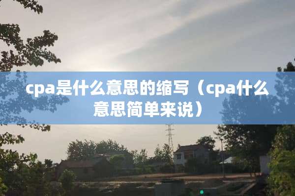 cpa是什么意思的缩写（cpa什么意思简单来说）