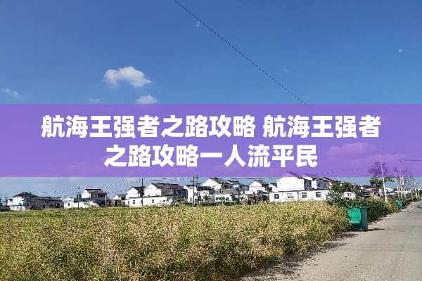 航海王强者之路攻略 航海王强者之路攻略一人流平民