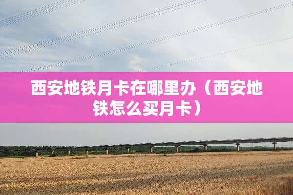 西安地铁月卡在哪里办(西安地铁怎么买月卡) 西安地铁月卡在哪里办(西安地铁怎么买月卡)