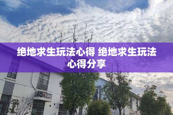 绝地求生玩法心得 绝地求生玩法心得分享