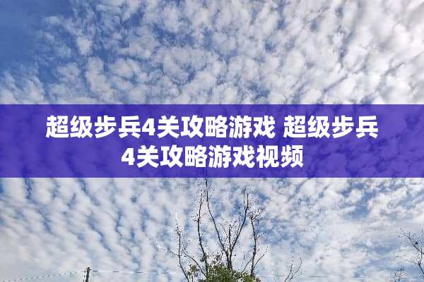超级步兵4关攻略游戏 超级步兵4关攻略游戏视频