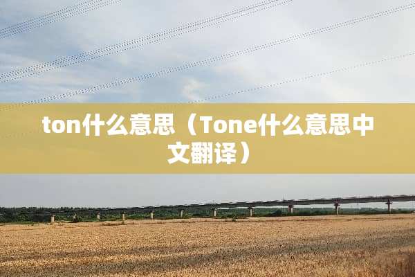 ton什么意思（Tone什么意思中文翻译）