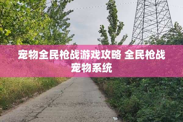 宠物全民*战游戏攻略 全民*战宠物系统