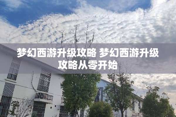 梦幻西游升级攻略 梦幻西游升级攻略从零开始