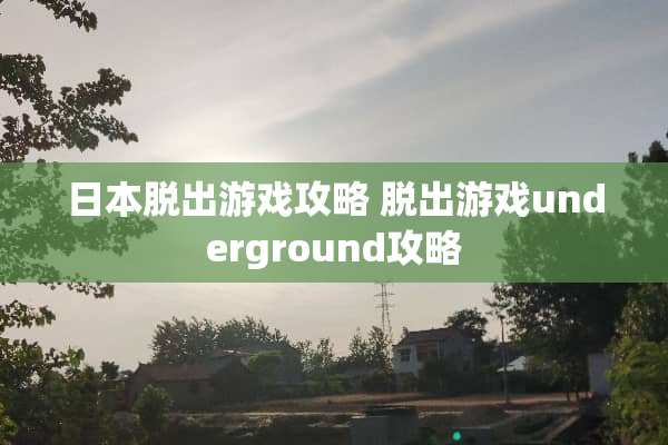 日本脱出游戏攻略 脱出游戏underground攻略
