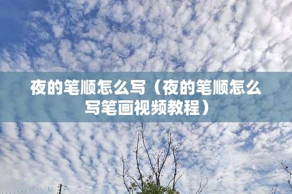 夜的笔顺怎么写（夜的笔顺怎么写笔画视频教程）