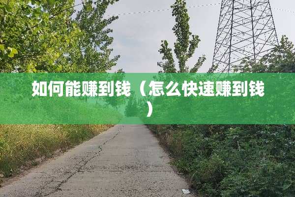 如何能赚到钱(怎么快速赚到钱) 如何能赚到钱(怎么快速赚到钱)