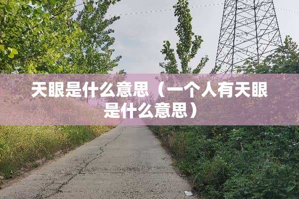 天眼是什么意思（一个人有天眼是什么意思）