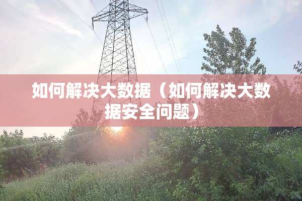 如何解决大数据（如何解决大数据安全问题）