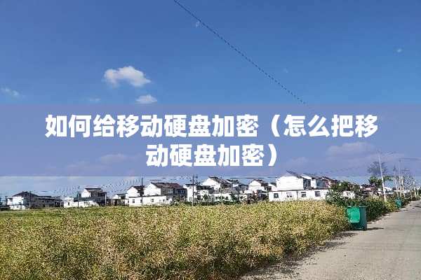 如何给移动硬盘加密（怎么把移动硬盘加密）
