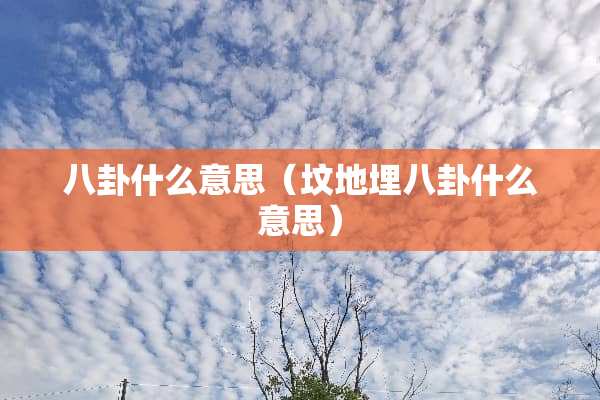 八卦什么意思(坟地埋八卦什么意思) 八卦什么意思(坟地埋八卦什么意思)