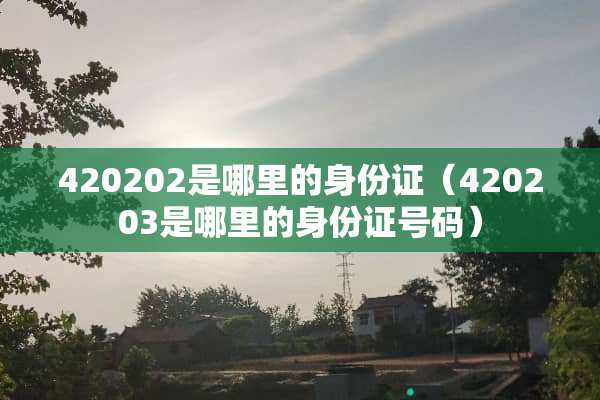 420202是哪里的身份证(420203是哪里的身份证号码)