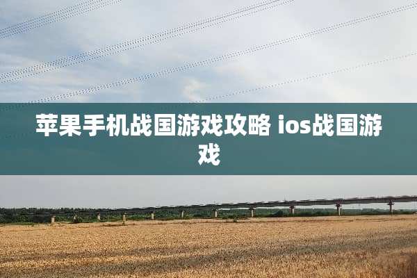 苹果手机战国游戏攻略 ios战国游戏