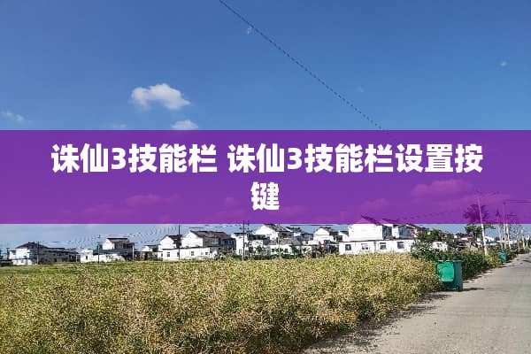 诛仙3技能栏 诛仙3技能栏设置按键