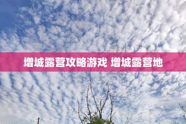 增城露营攻略游戏 增城露营地