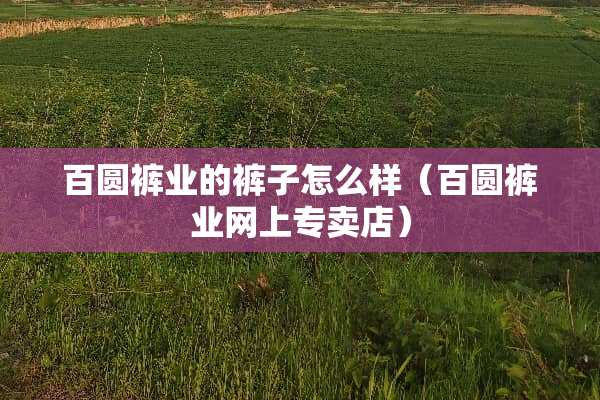 百圆裤业的裤子怎么样（百圆裤业网上专卖店）