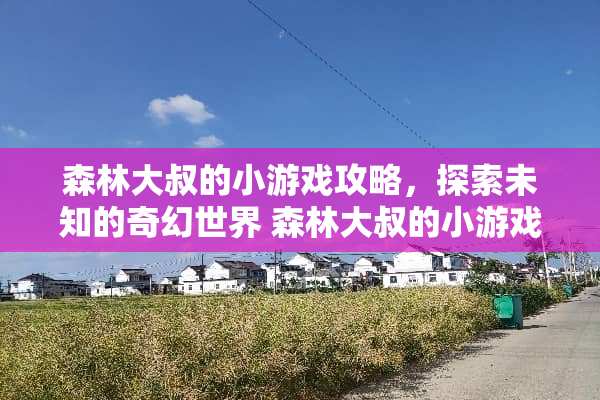 森林大叔的小游戏攻略，探索未知的奇幻世界 森林大叔的小游戏攻略