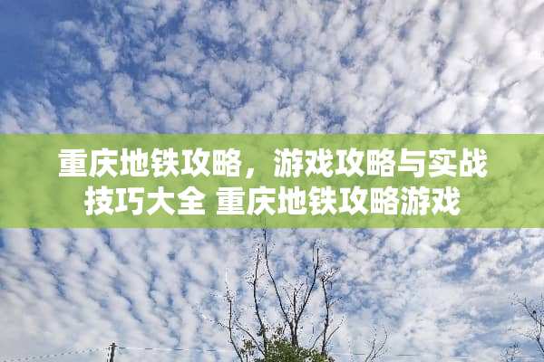 重庆地铁攻略，游戏攻略与实战技巧大全 重庆地铁攻略游戏