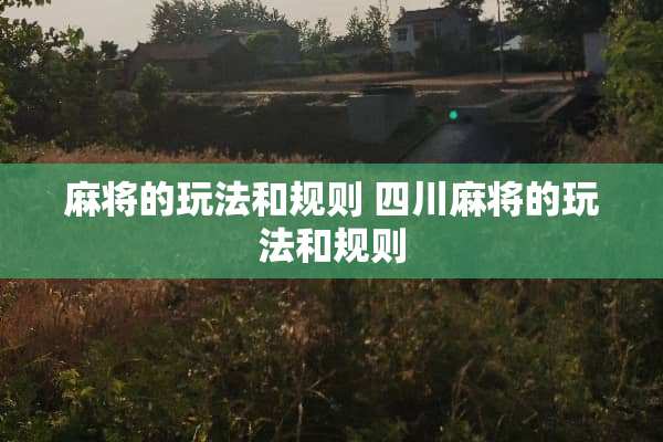 麻将的玩法和规则 四川麻将的玩法和规则