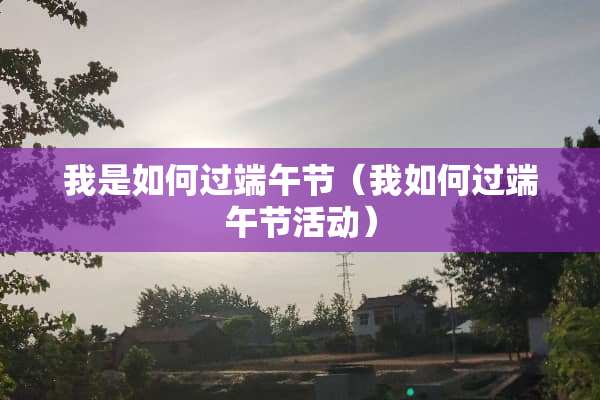我是如何过端午节（我如何过端午节活动）