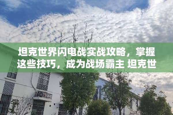 坦克世界闪电战实战攻略，掌握这些技巧，成为战场霸主 坦克世界闪电战攻略