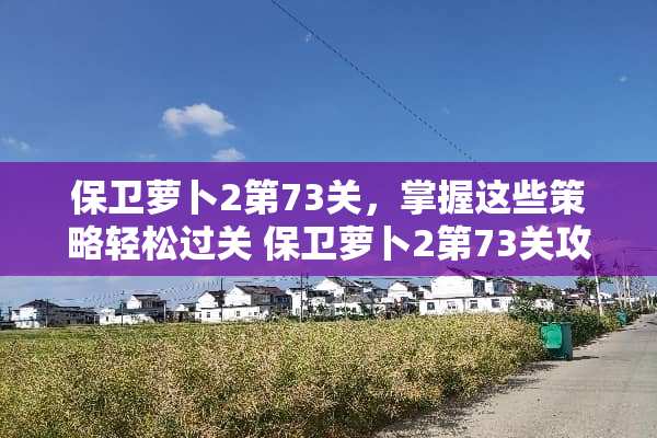 保卫萝卜2第73关，掌握这些策略轻松过关 保卫萝卜2第73关攻略