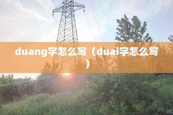 duang字怎么写（duai字怎么写）