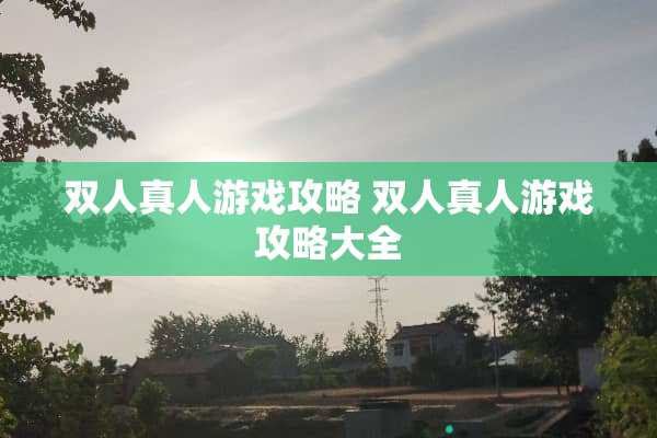 双人真人游戏攻略 双人真人游戏攻略大全