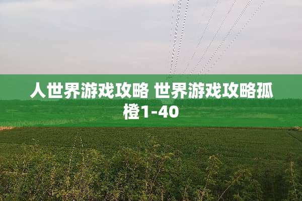人世界游戏攻略 世界游戏攻略孤橙1-40