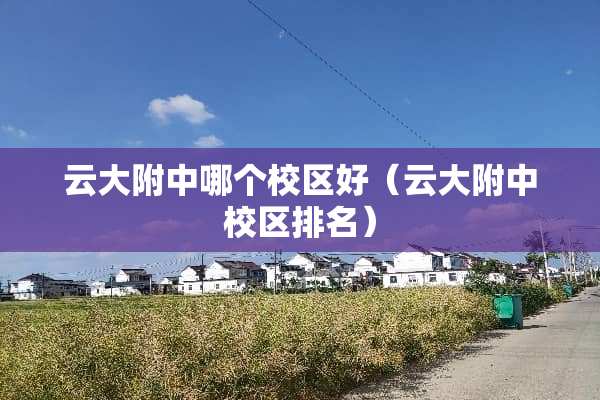 云大附中哪个校区好（云大附中校区排名）