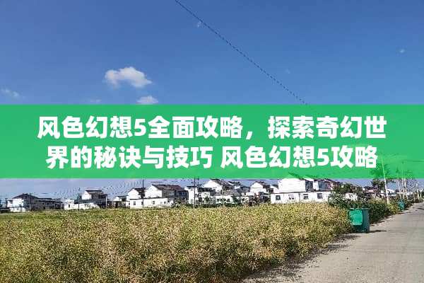 风色幻想5全面攻略，探索奇幻世界的秘诀与技巧 风色幻想5攻略