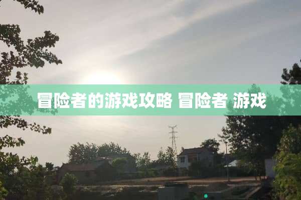 冒险者的游戏攻略 冒险者 游戏