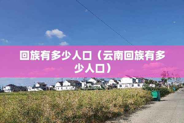 回族有多少人口（云南回族有多少人口）