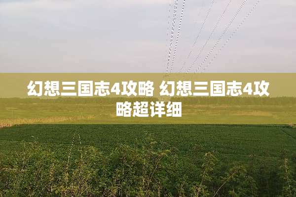 幻想三国志4攻略 幻想三国志4攻略超详细