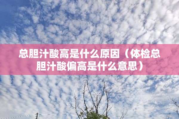 总胆汁酸高是什么原因（体检总胆汁酸偏高是什么意思）