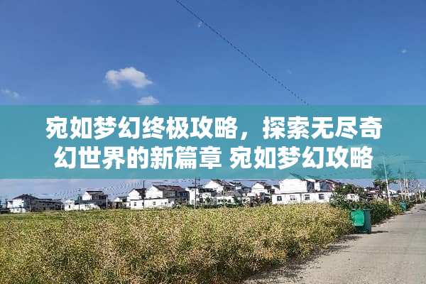 宛如梦幻终极攻略，探索无尽奇幻世界的新篇章 宛如梦幻攻略