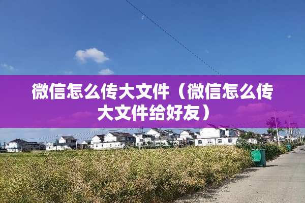 微信怎么传大文件（微信怎么传大文件给好友）