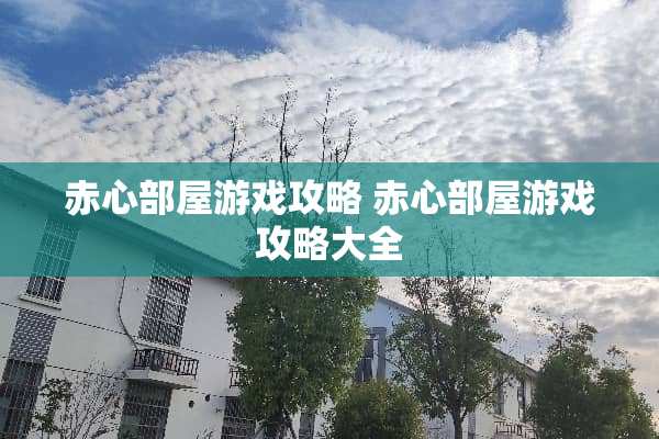 赤心部屋游戏攻略 赤心部屋游戏攻略大全