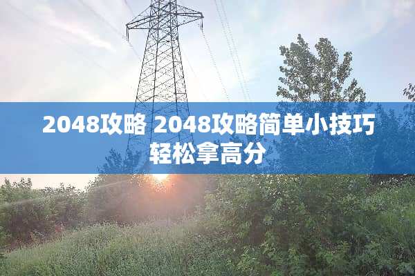 2048攻略 2048攻略简单小技巧轻松拿高分
