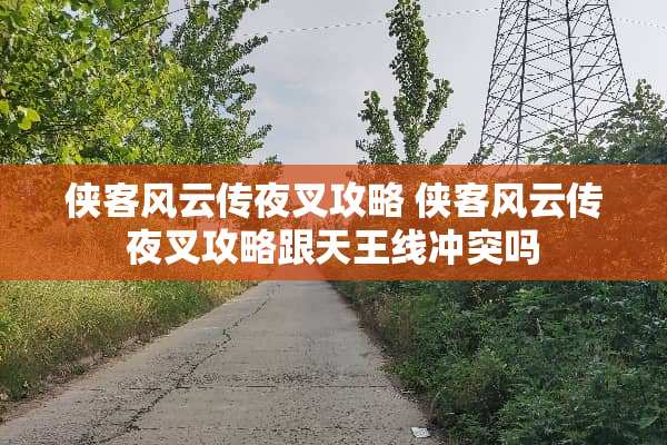 侠客风云传夜叉攻略 侠客风云传夜叉攻略跟天王线冲突吗