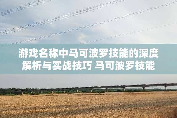 游戏名称中马可波罗技能的深度解析与实战技巧 马可波罗技能