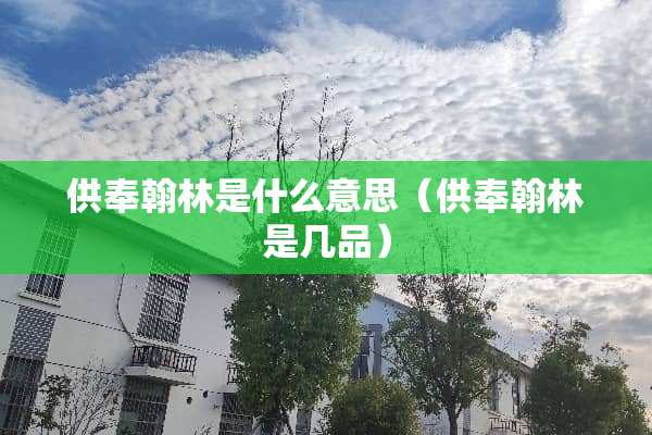 供奉翰林是什么意思（供奉翰林是几品）