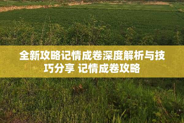 全新攻略记情成卷深度解析与技巧分享 记情成卷攻略