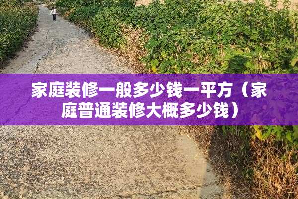 家庭装修一般多少钱一平方（家庭普通装修大概多少钱）
