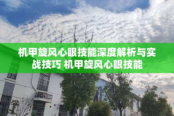 机甲旋风心眼技能深度解析与实战技巧 机甲旋风心眼技能