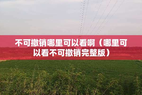 不可撤销哪里可以看啊（哪里可以看不可撤销完整版）