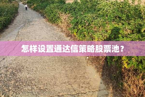 怎样设置通达信策略股票池？