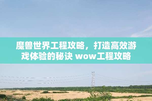魔兽世界工程攻略，打造高效游戏体验的秘诀 wow工程攻略